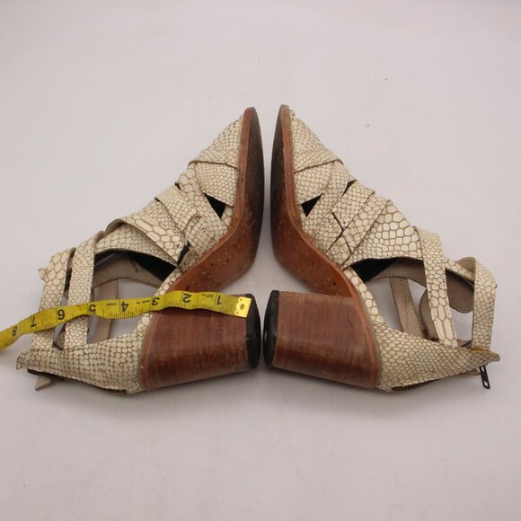 Freebird By Steven Cream Leather Croco Claw Women’s 9 Strappy Sandals Block Heel - Picture 6 of 12